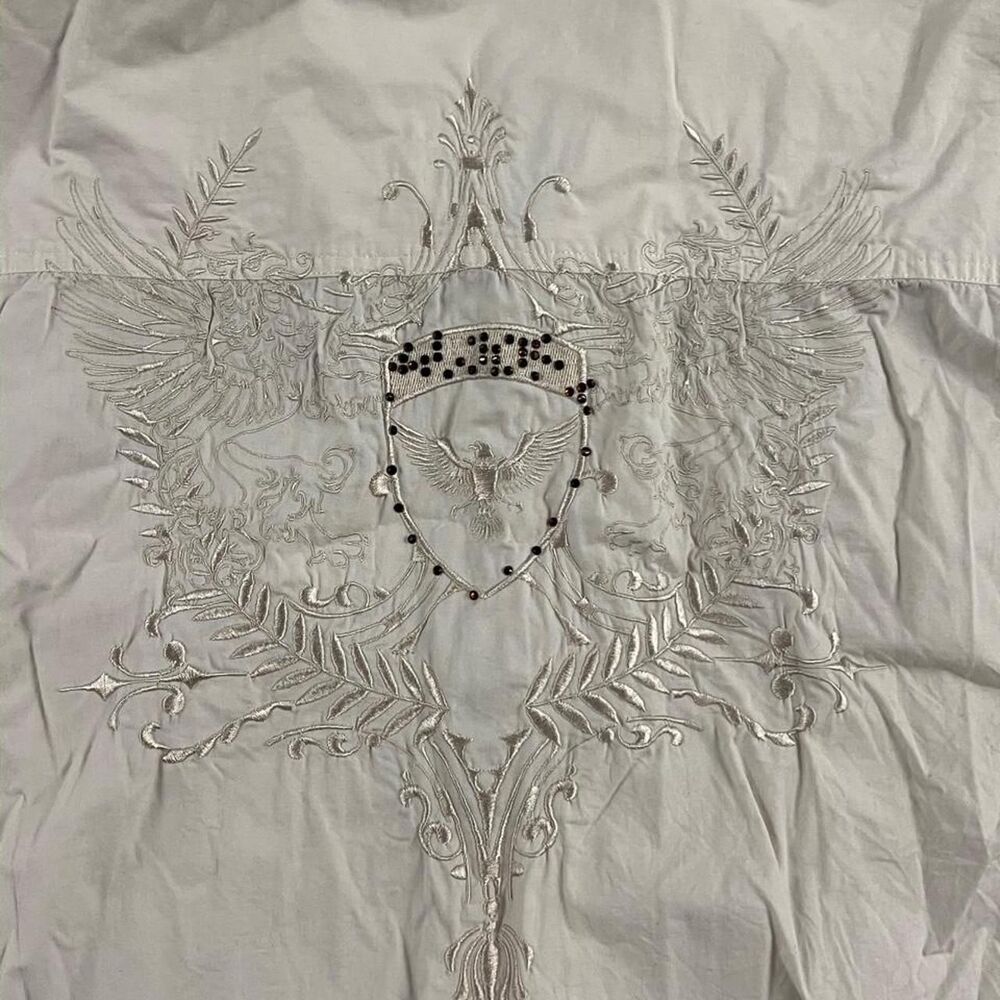 Knockout Y2K Embroidered Rhinestone Button Up Shirt 2XL - Picture 3 of 8